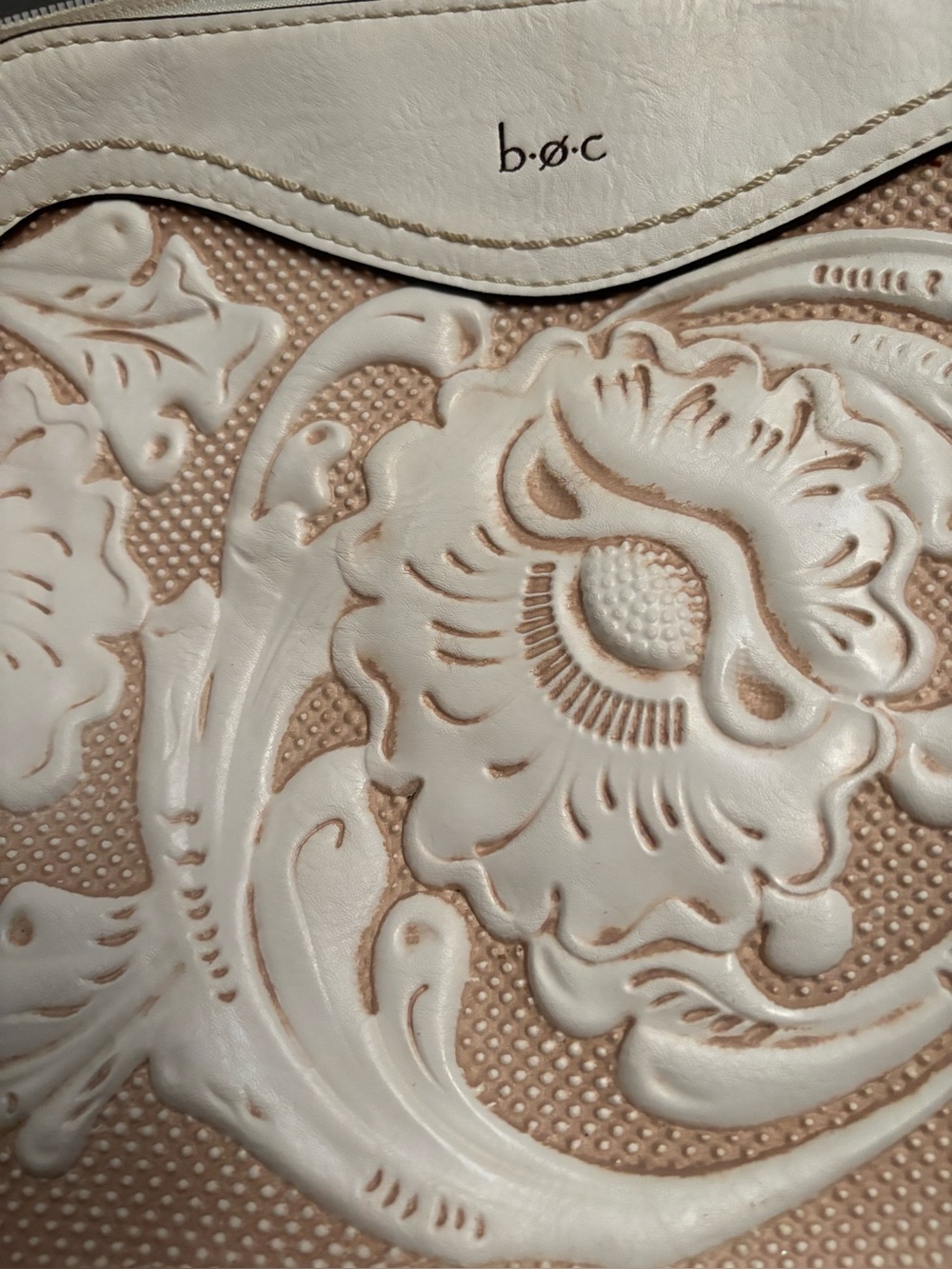 Women's Embossed Cream Floral b.o.c purse